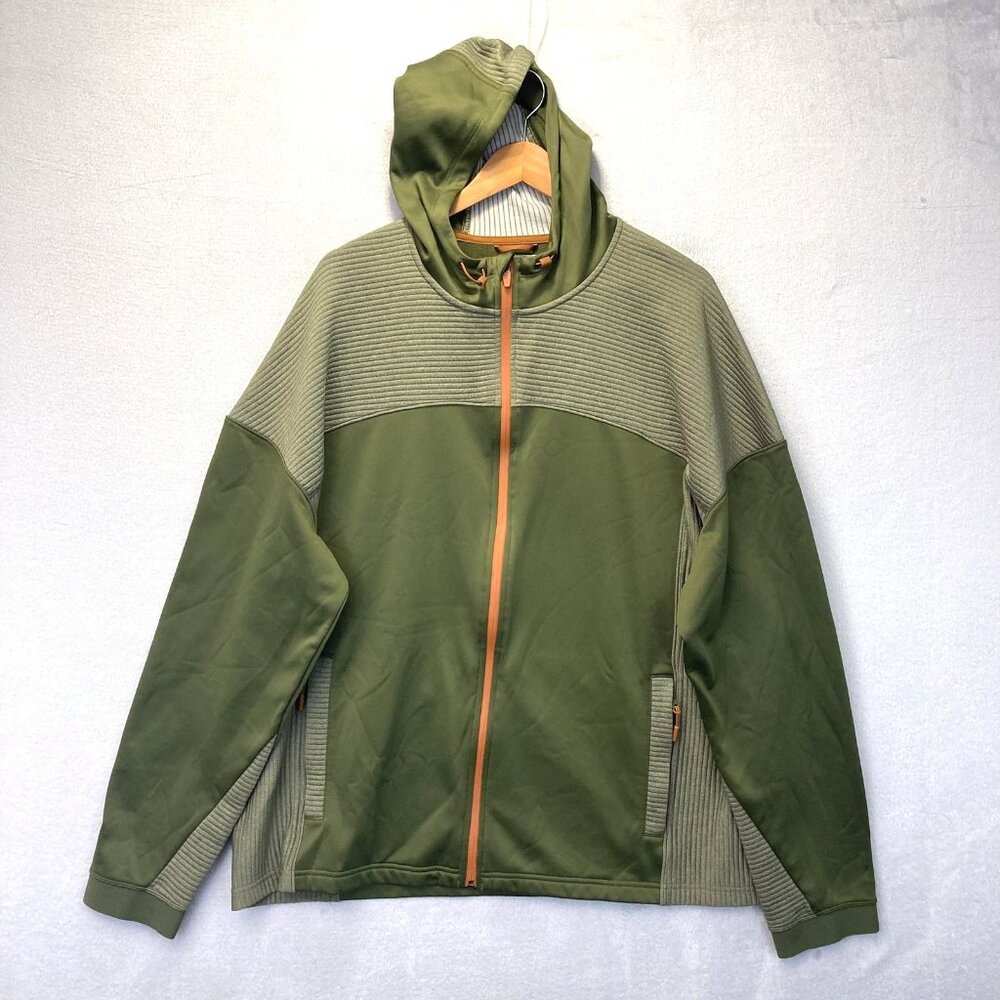 Duluth Trading Zipโ Up Jacket Mens 2XL Green Orange Performance Hooded Stretch